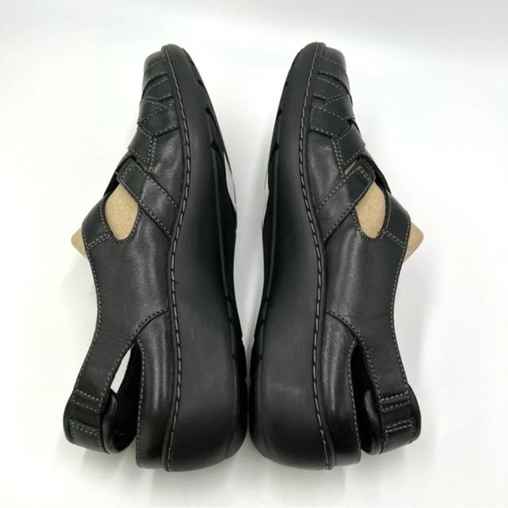 Clarks Size 9 Cora Dream Black Leather Fisherman Style Casual‎ Comfort Shoes